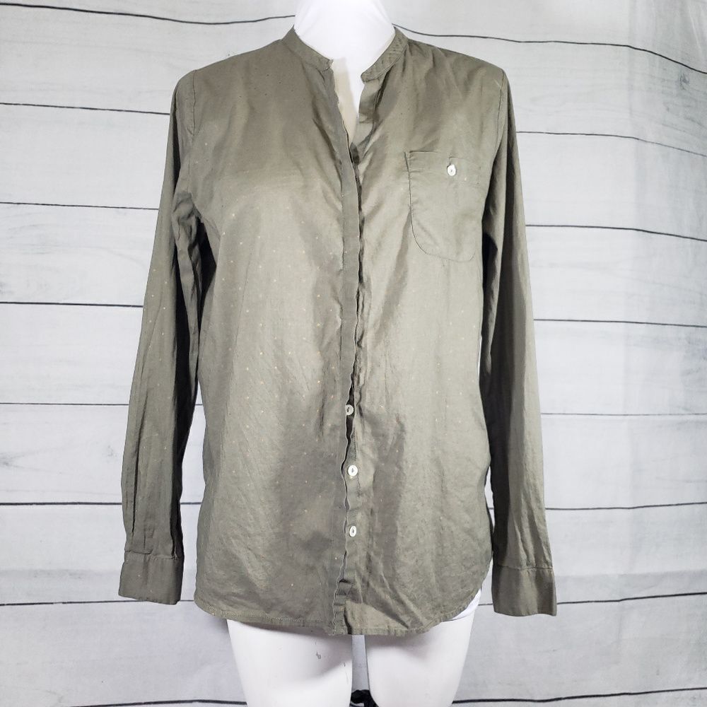Yerse womens small button up olive polka dot small